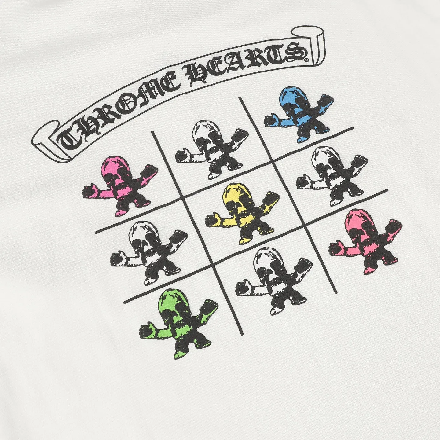 🅿️170 CHORME HEARTS CH FOTI co-branded skull short-sleeved T-shirt. The original version was purchased at a New York counter for NT$4,000. It is custom-made with 230g pure cotton fabric with the same zp. The printing is made of film opening and screen printing. In order to achieve the same consistency as the original version, the nine-square grid skull on the back was individually debugged seven times on the film version. The original loose version has not been cut, and the details of customized accessories are Size: XS-L